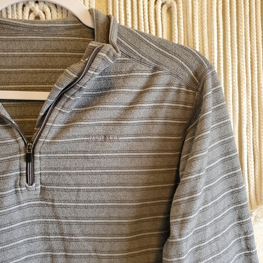 PATAGONIA Gray Striped Quarter Zip Sweater - Picture 3 of 5